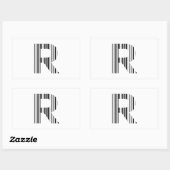 BUCHSTABE R STRICHCODE Erster Anfangsbuchstabe-Str Rechteckiger Aufkleber (Blatt)
