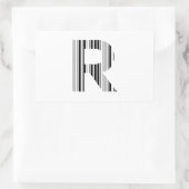 BUCHSTABE R STRICHCODE Erster Anfangsbuchstabe-Str Rechteckiger Aufkleber (Tasche)