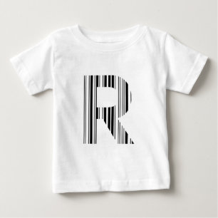 BUCHSTABE R STRICHCODE Erstes Anfangsbuchstaben-Ba Baby T-shirt