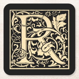 Buchstabe R Vintag erster Buchstabe in Sepia auf s Rechteckiger Pappuntersetzer