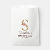Buchstabe S Gold Monogramm Rosarote Rosen Geschenktütchen (Vorderseite)