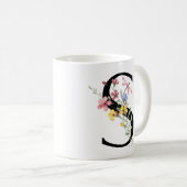 Buchstabe S mit Blumen Kaffeetasse (VorderseiteRechts)