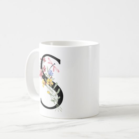 Buchstabe S mit Blumen Kaffeetasse (Vorderseite Links)