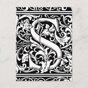 Buchstabe S Mittelalterliche Monogramm-Kunst Art N Postkarte