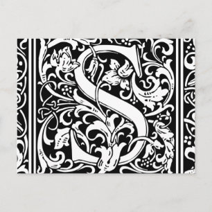 Buchstabe S Mittelalterliches Monogramm Vintage In Postkarte