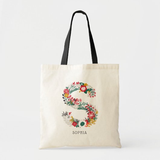Buchstabe S | Monogramm-Bag für Floral-Zeichen I Tragetasche (Vorne)