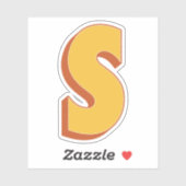 Buchstabe S Monogramm, fette 3D-Schrift Initiale  Aufkleber (Blatt)