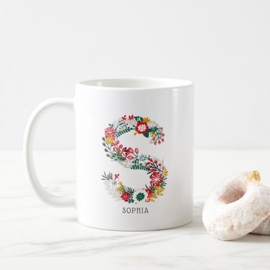 Buchstabe S | Monogramm-I-Tasse für den Blasenbrie Kaffeetasse (Mit Donut)