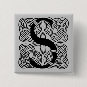 Buchstabe S Monogramm Vintage-Knotenprint Button