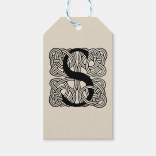 Buchstabe S Monogramm Vintage-Knotenprint Geschenkanhänger