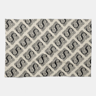 Buchstabe S Monogramm Vintage-Knotenprint Geschirrtuch