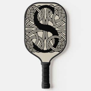 Buchstabe S Monogramm Vintage-Knotenprint Pickleball Schläger