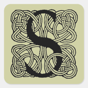 Buchstabe S Monogramm Vintage-Knotenprint Quadratischer Aufkleber