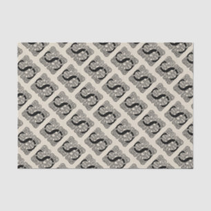 Buchstabe S Monogramm Vintage-Knotenprint Seidenpapier