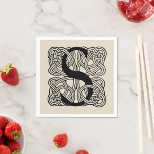 Buchstabe S Monogramm Vintage-Knotenprint Serviette