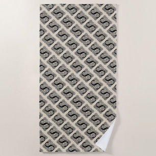 Buchstabe S Monogramm Vintage-Knotenprint Strandtuch
