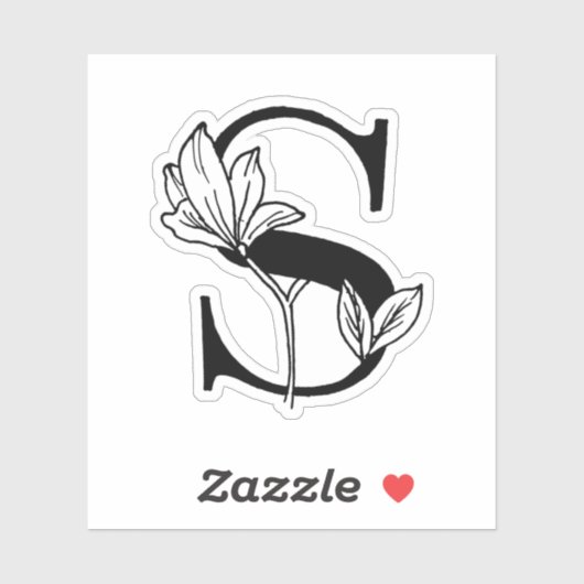 Buchstabe S - Rose Aufkleber (Blatt)