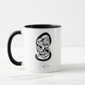 Buchstabe S | Schwarzes Monogramm – Schlange & Blü Tasse (Links)