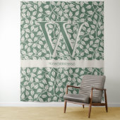 Buchstabe Smaragdgrün Blumen editierbares Monogram Wandteppich (Beispiel)