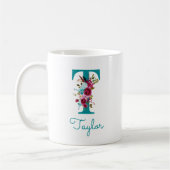 Buchstabe T Aquamarin rosa Kaffeetasse (Links)