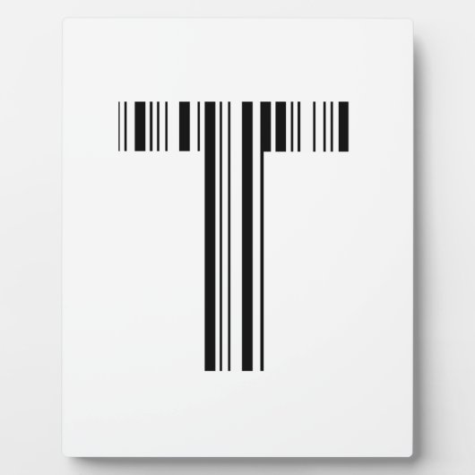 BUCHSTABE T BAR CODE Erstes Anfangsbuchstaben-Barc Fotoplatte (Vorderseite)