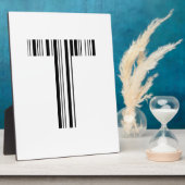 BUCHSTABE T BAR CODE Erstes Anfangsbuchstaben-Barc Fotoplatte (Seite)