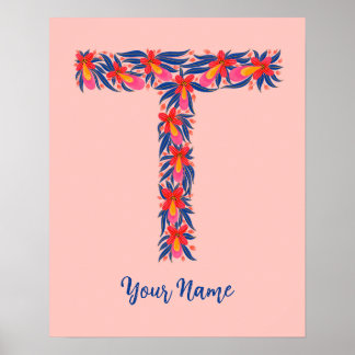 Buchstabe T - Blumen Poster