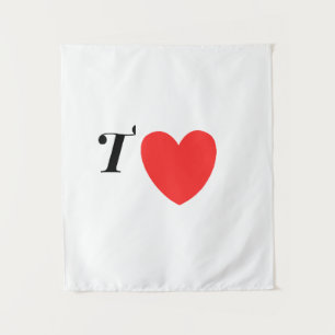 Buchstabe T Herz - Valentinstag Anfangsbuchstabe L Wandteppich