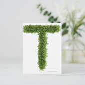 Buchstabe 'T' in Kresse auf weißem Hintergrund, Postkarte (Stehend Vorderseite)
