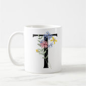 Buchstabe T mit Blumen Kaffeetasse (Links)