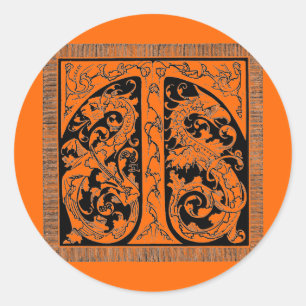 Buchstabe T mit Dragons-Aufkleber Runder Aufkleber