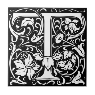 Buchstabe T Mittelalterliche Monogramm-Kunst Art N Fliese