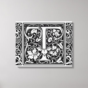 Buchstabe T Mittelalterliche Monogramm-Kunst Art N Leinwanddruck