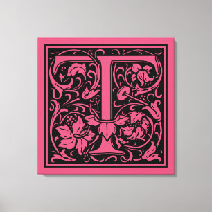 Buchstabe T Mittelalterliche Monogramm-Kunst Art N Leinwanddruck