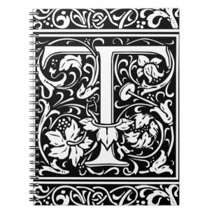 Buchstabe T Mittelalterliche Monogramm-Kunst Art N Notizblock