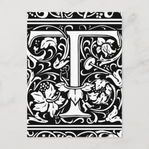Buchstabe T Mittelalterliche Monogramm-Kunst Art N Postkarte