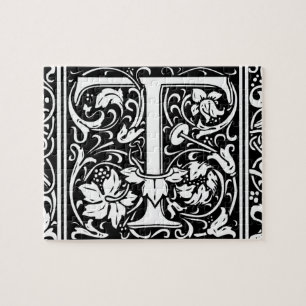 Buchstabe T Mittelalterliche Monogramm-Kunst Art N Puzzle