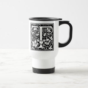 Buchstabe T Mittelalterliche Monogramm-Kunst Art N Reisebecher