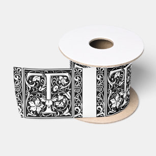 Buchstabe T Mittelalterliche Monogramm-Kunst Art N Satinband