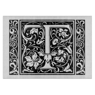 Buchstabe T Mittelalterliche Monogramm-Kunst Art N Schneidebrett