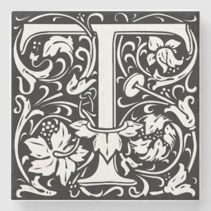 Buchstabe T Mittelalterliche Monogramm-Kunst Art N Steinuntersetzer