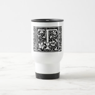 Buchstabe T Mittelalterliche Monogramm-Kunst im Ju Reisebecher