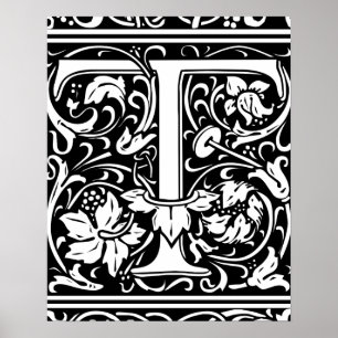 Buchstabe T Mittelalterliches Monogramm Vintage In Poster