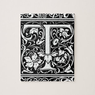 Buchstabe T Mittelalterliches Monogramm Vintage In Puzzle