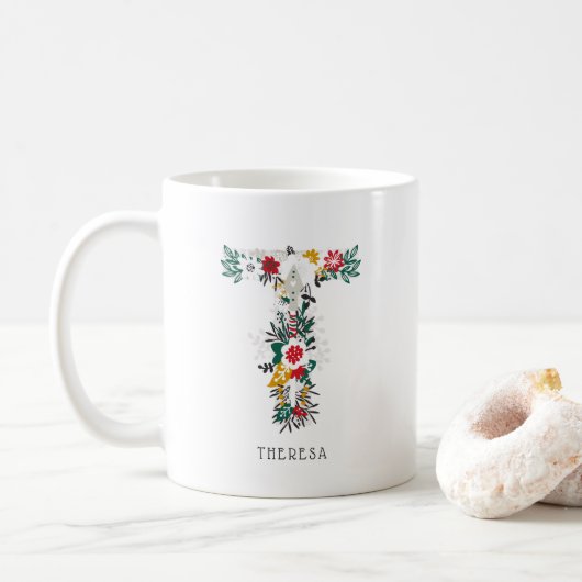 Buchstabe T | Monogramm-I-Tasse für den Blasenbrie Kaffeetasse (Mit Donut)