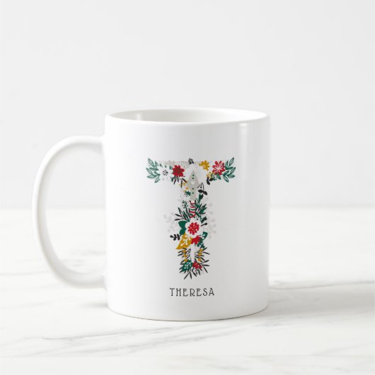 Buchstabe T | Monogramm-I-Tasse für den Blasenbrie Kaffeetasse (Links)