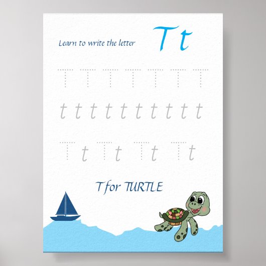 Buchstabe T Nachspurposter für Kinder Poster (Vorne)