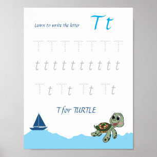 Buchstabe T Nachspurposter für Kinder Poster