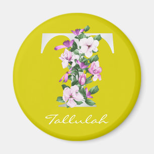 Buchstabe T   Name   Floral White Metallic Monogra Magnet
