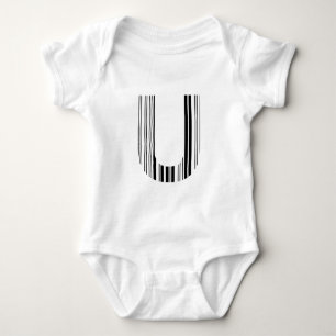 BUCHSTABE U BAR CODE Erstes Anfangsbuchstaben-Barc Baby Strampler